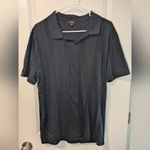 Two Express Johnny Collar Polo | Black/Green | Size Large